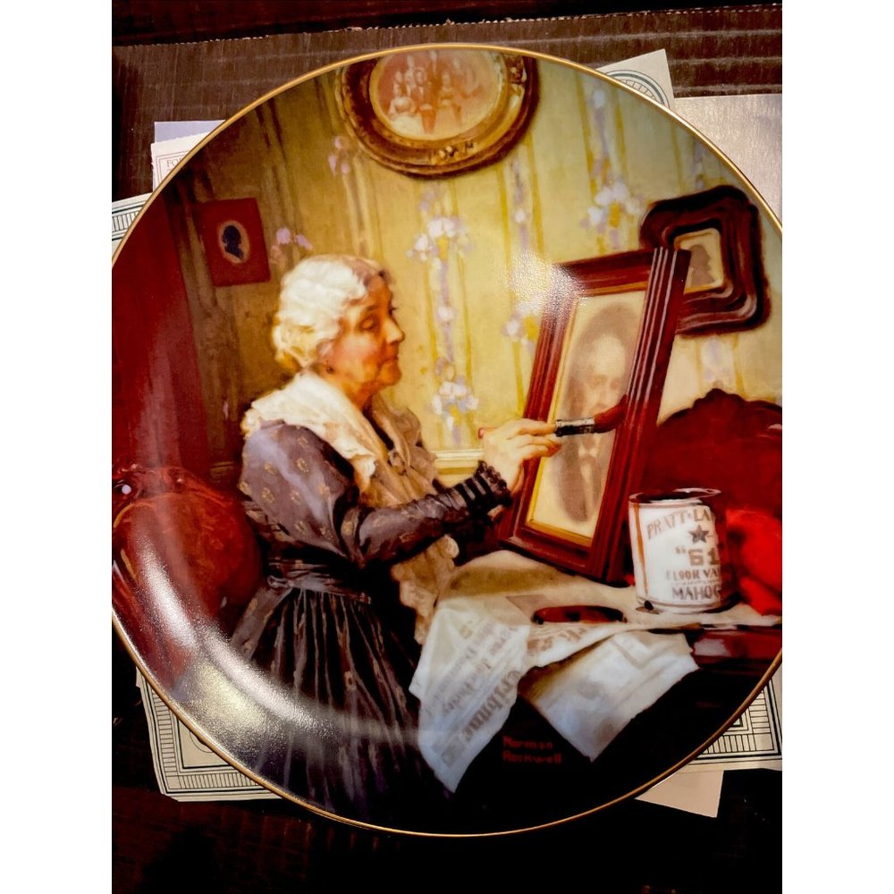 Edwin M Knowles  Norman Rockwell Collector Plate "GRANDMA'S LOVE" 1988